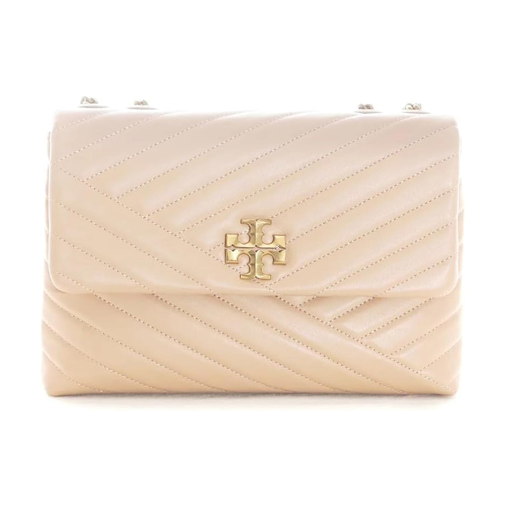 Tory Burch Kira Chevron Devon Sand Shoulder Bag Leather Handbag Cream Beige NEW