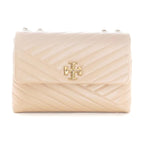 Tory Burch Kira Chevron Devon Sand Shoulder Bag Leather Handbag Cream Beige NEW