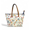 Tory Burch Kerrington Delphi Floral Tote Bag Zip Ivory Shoulder Handbag Purse NEW