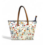 Tory Burch Kerrington Delphi Floral Tote Bag Zip Ivory Shoulder Handbag Purse NEW