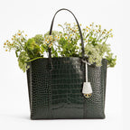 Tory Burch Perry Deep Kelp Leather Tote Triple Compartment Bag Handbag Green NEW
