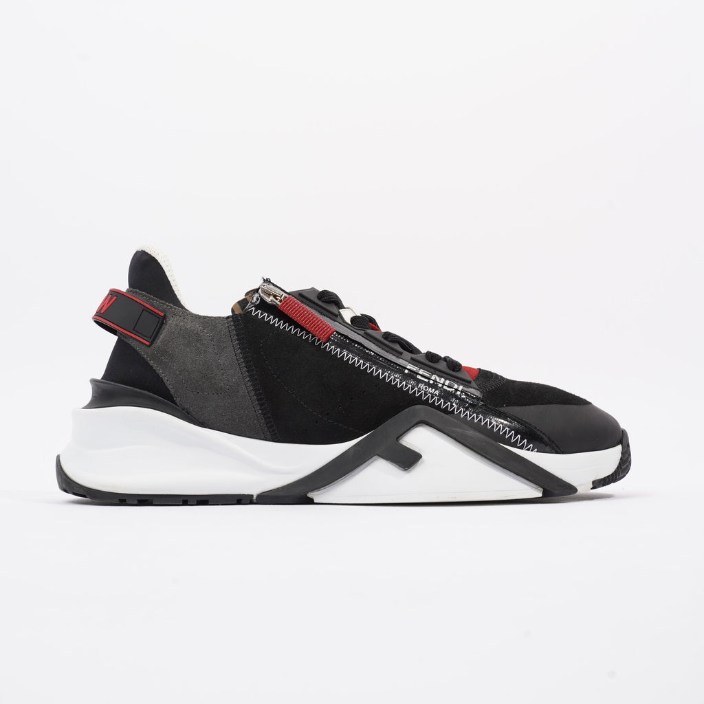 Fendi Flow Black / White / Red Suede EU 42.5 UK 8.5
