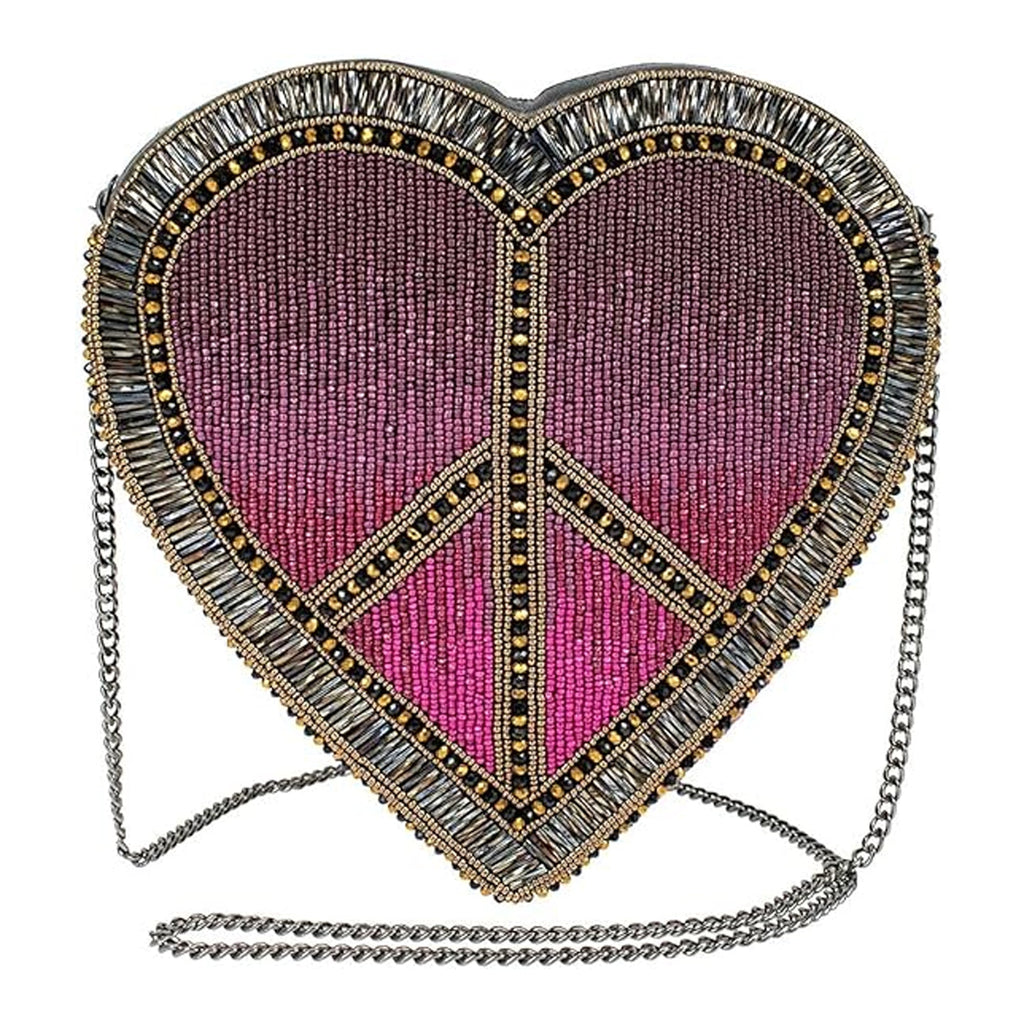 Mary Frances Love In Crossbody Heart Bag Zip Handbag Pink Gold Silver Purse NEW