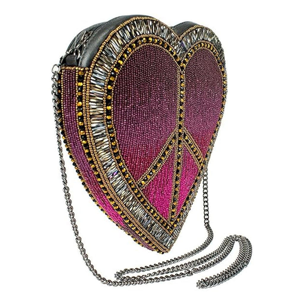 Mary Frances Love In Crossbody Heart Bag Zip Handbag Pink Gold Silver Purse NEW