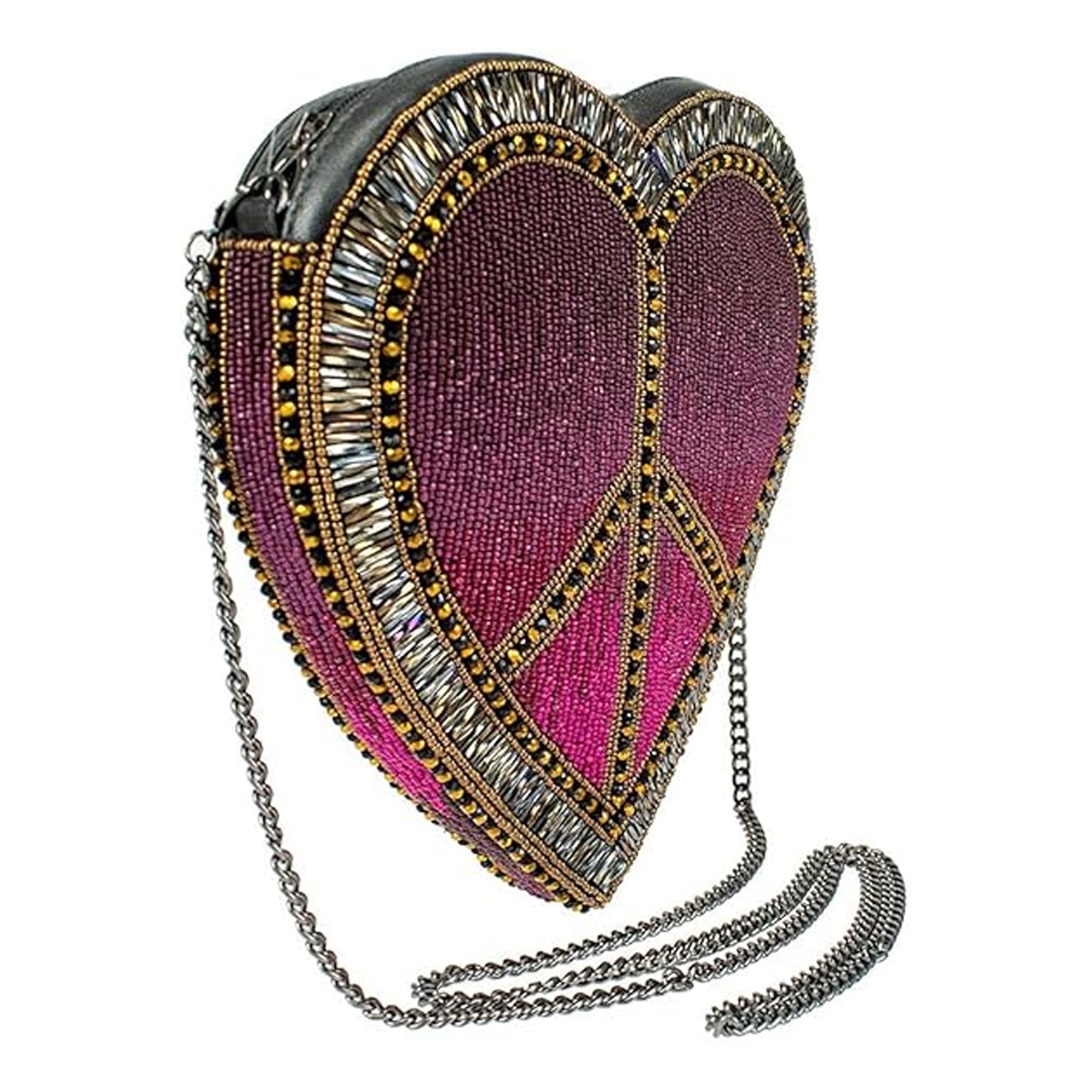 Mary Frances Love In Crossbody Heart Bag Zip Handbag Pink Gold Silver Purse NEW