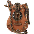 Mary Frances Special Hall Of Fame Bag Guitar Brown Beaded Handbag Music Tan New