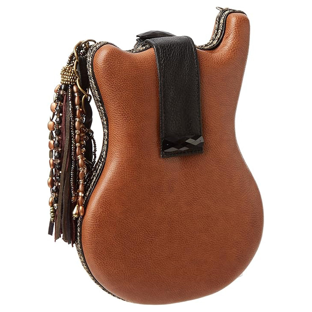 Mary Frances Special Hall Of Fame Bag Guitar Brown Beaded Handbag Music Tan New