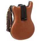 Mary Frances Special Hall Of Fame Bag Guitar Brown Beaded Handbag Music Tan New