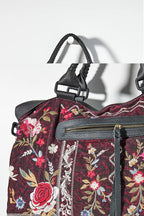Johnny Was Roma Garnet Viper Overnight Bag Embroidered Red Handbag Burgundy NEW