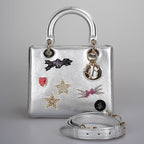 Christian Dior Leather Lady Dior Shoulder Bag in Silver Limited Edition