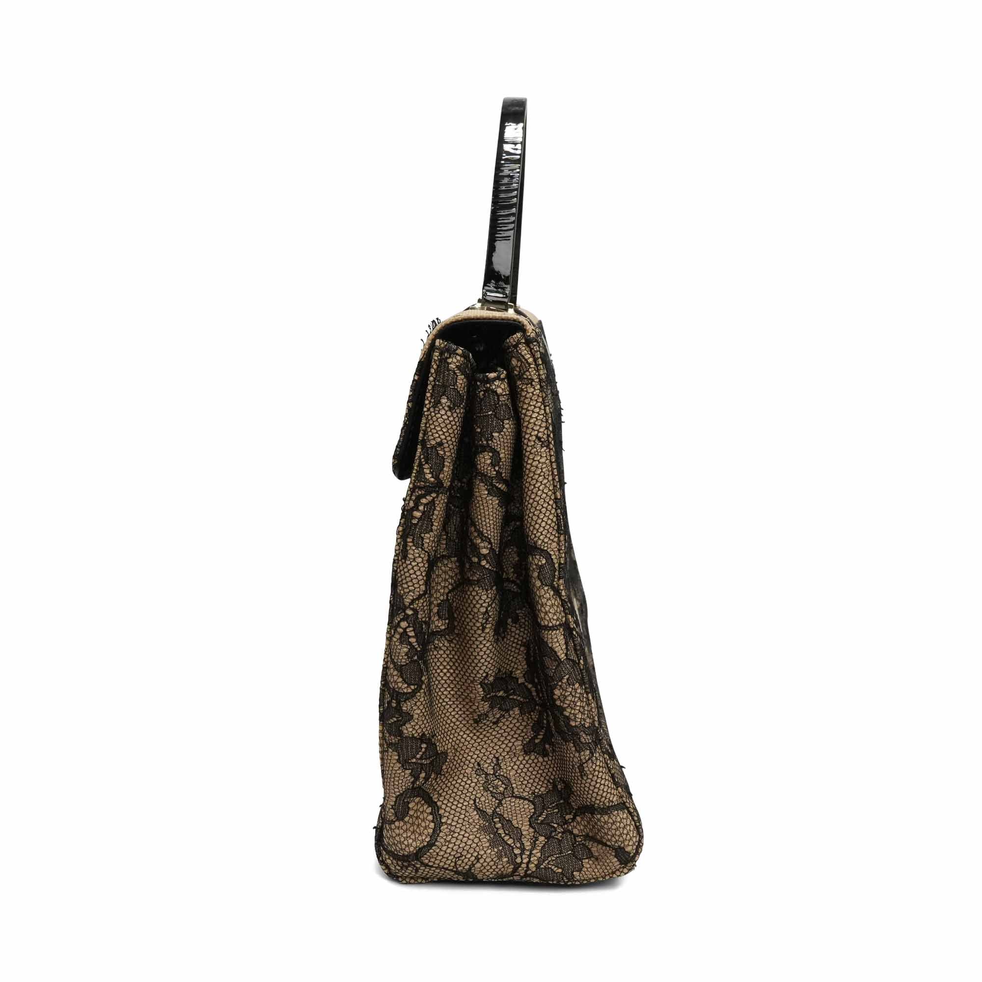 Valentino Lace Raffia Top Handle Handbag