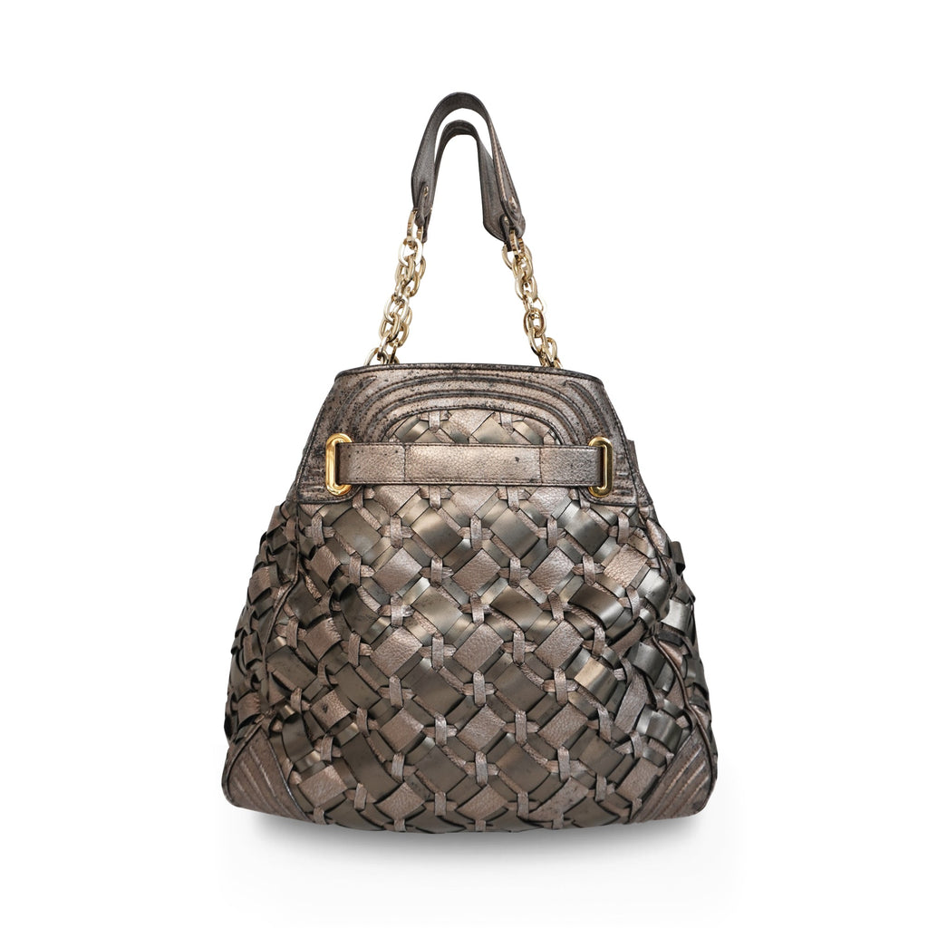 Versace Metallic Woven Hobo Bag