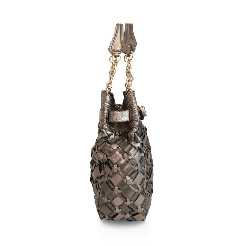 Versace Metallic Woven Hobo Bag