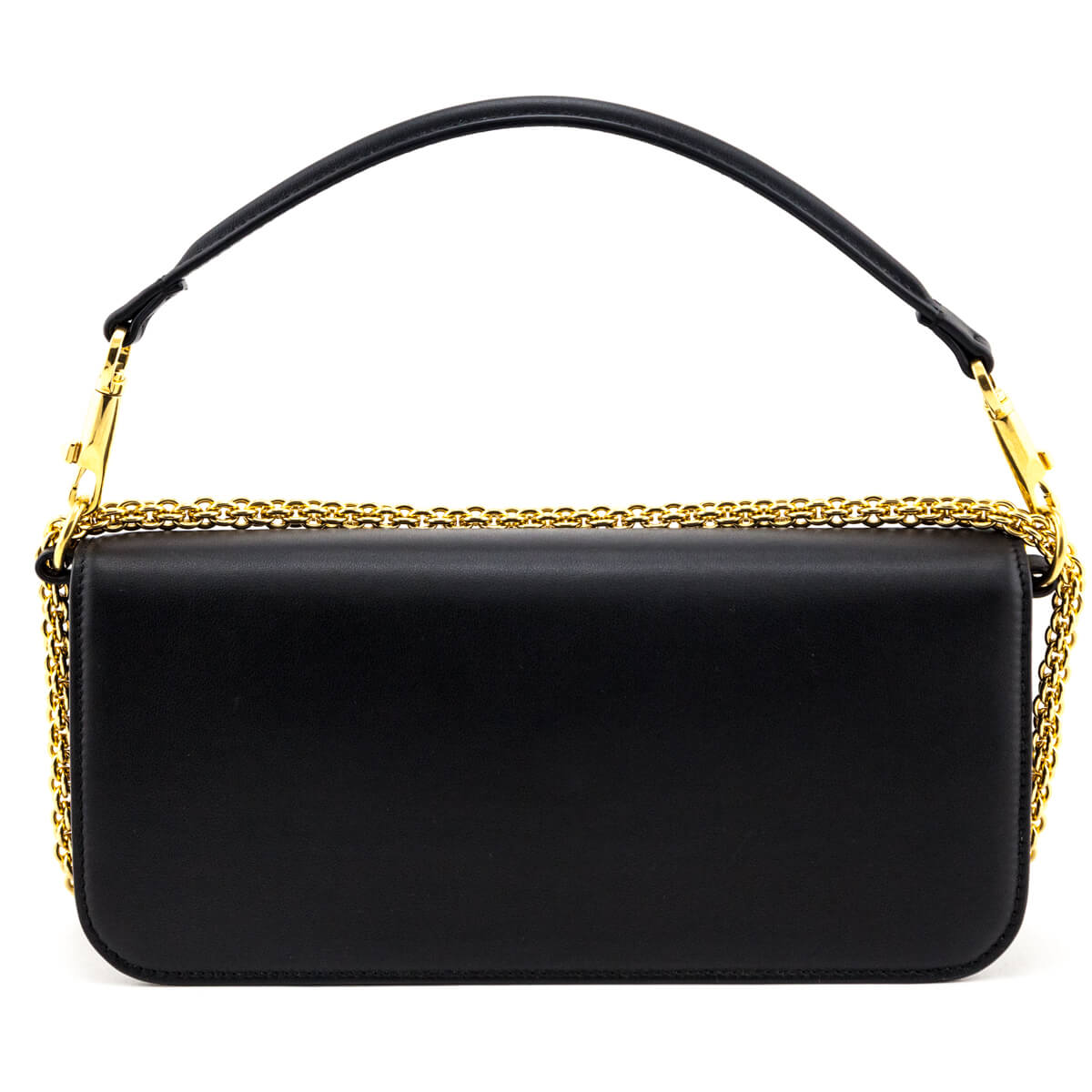 Valentino Black Calfskin Vlogo Loco Shoulder Bag