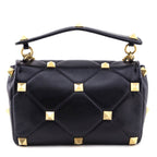 Valentino Black Nappa Large Roman Stud Shoulder Bag
