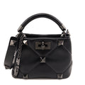 Valentino Black Nappa Monochrome Small Roman Stud The Handle Bag