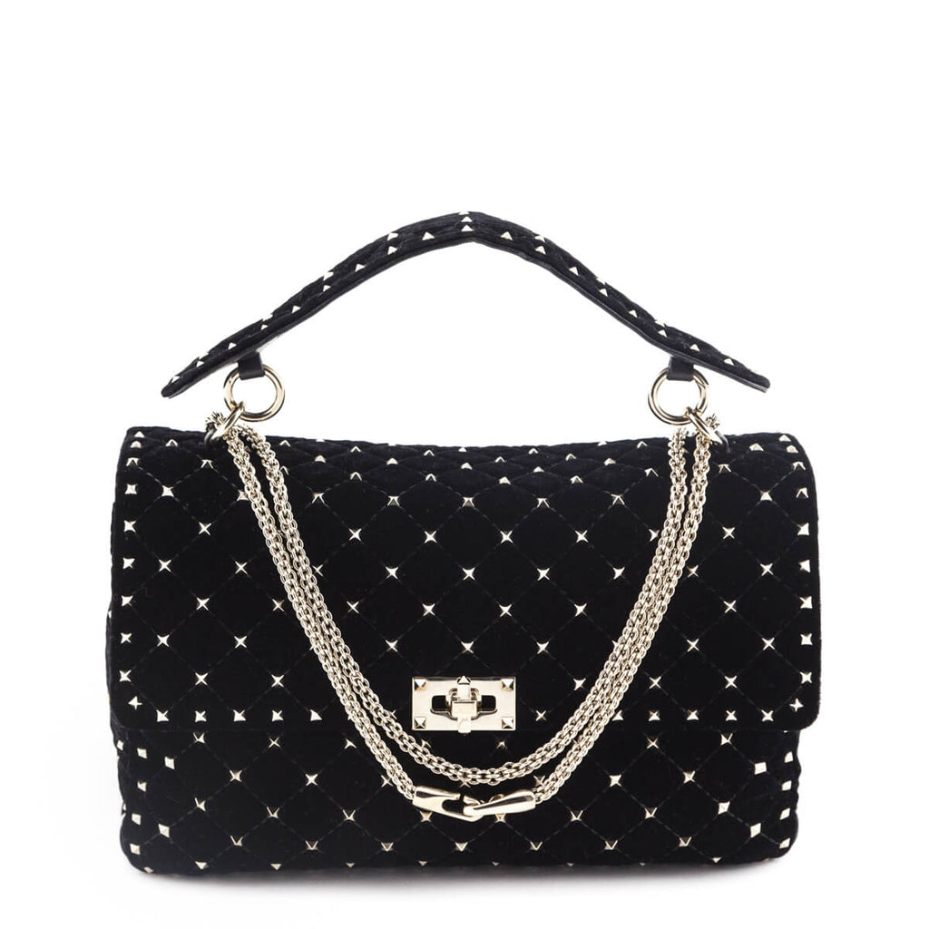 Valentino Black Velvet Large Rockstud Spike Bag