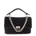 Valentino Black Velvet Large Rockstud Spike Bag
