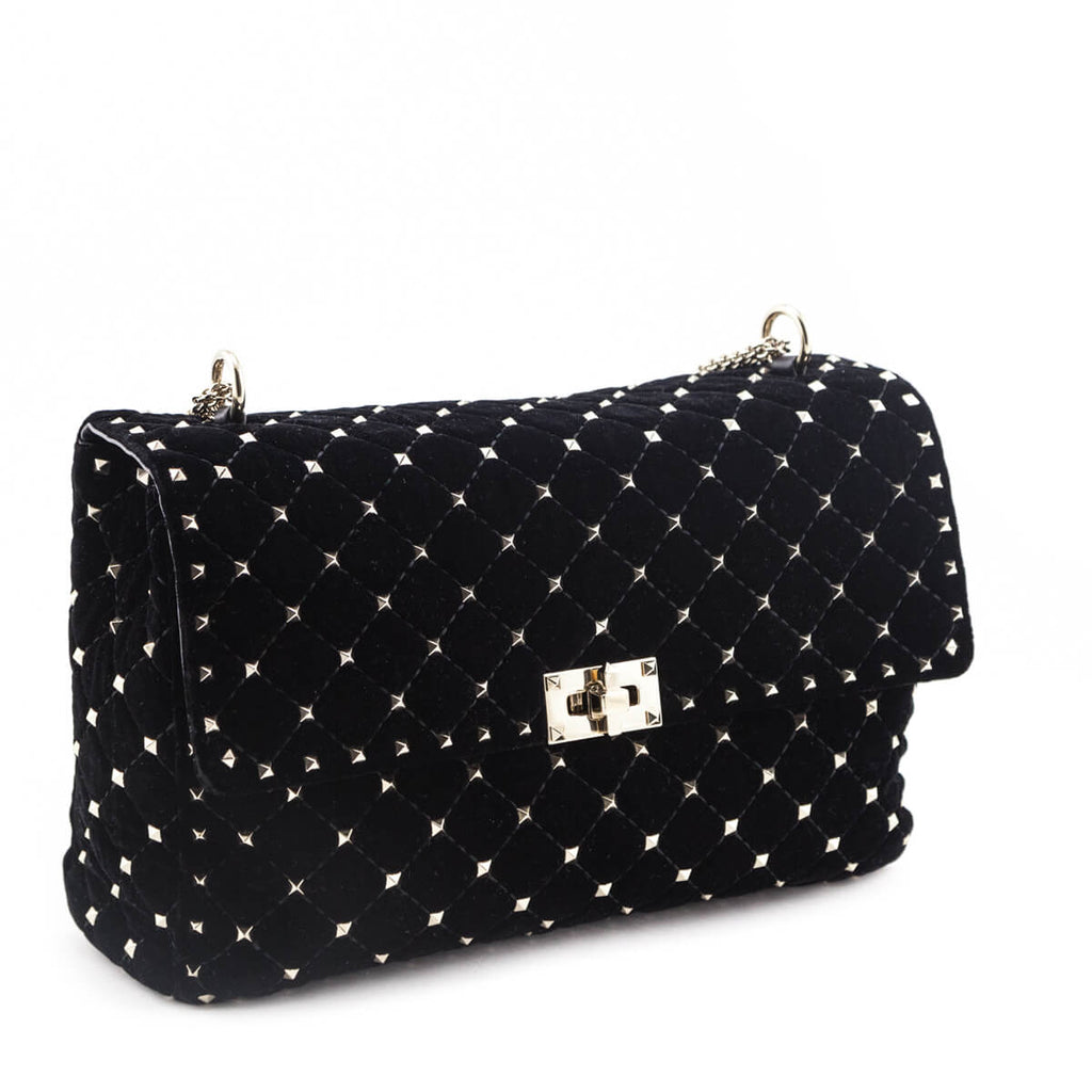 Valentino Black Velvet Large Rockstud Spike Bag