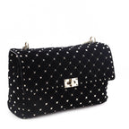 Valentino Black Velvet Large Rockstud Spike Bag