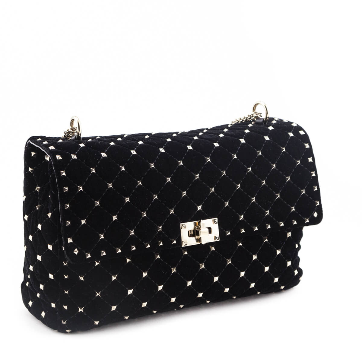 Valentino Black Velvet Large Rockstud Spike Bag