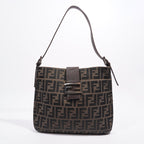 Fendi Double Flap Bag Brown Zucca Canvas
