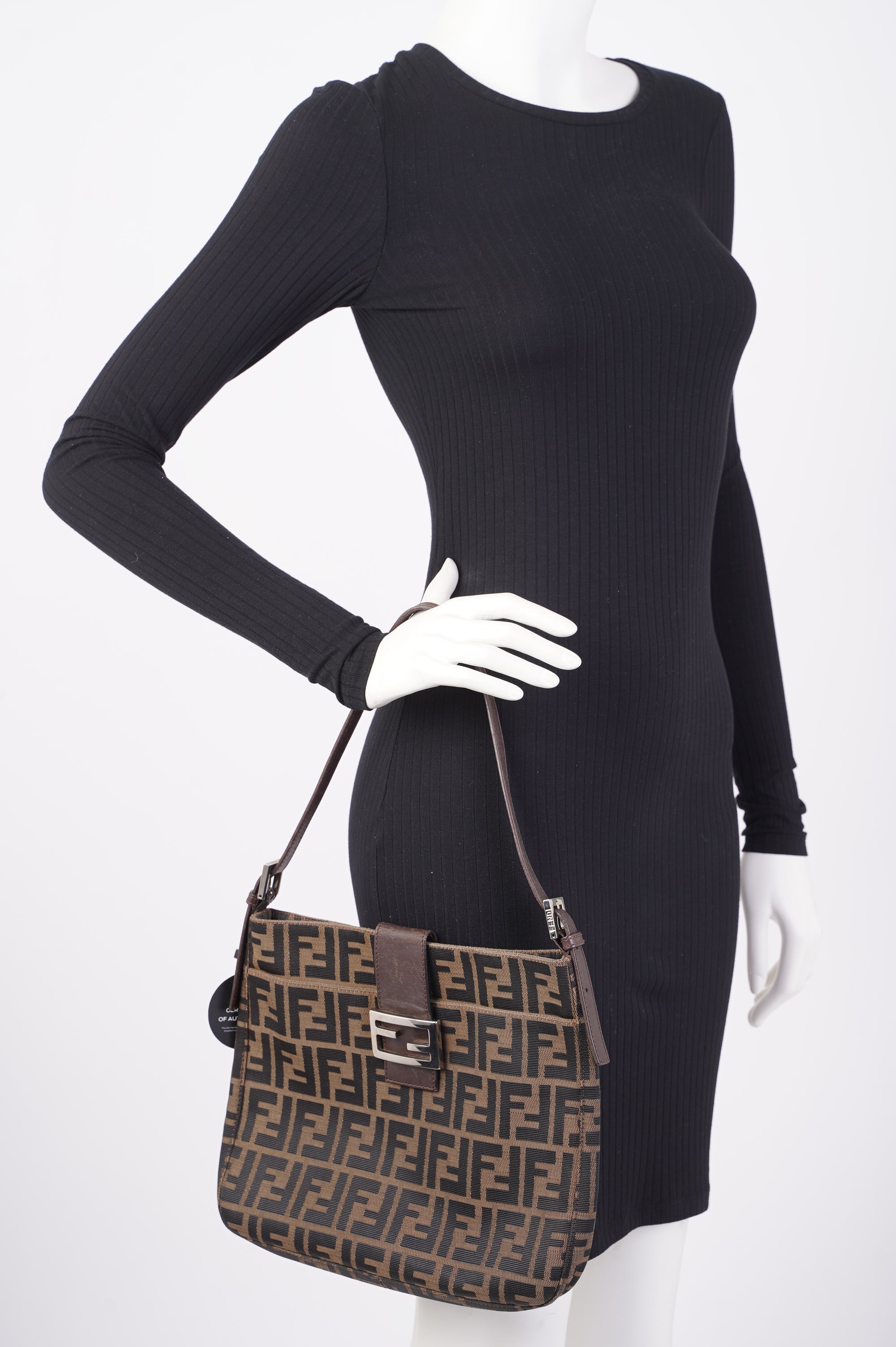 Fendi Double Flap Bag Brown Zucca Canvas