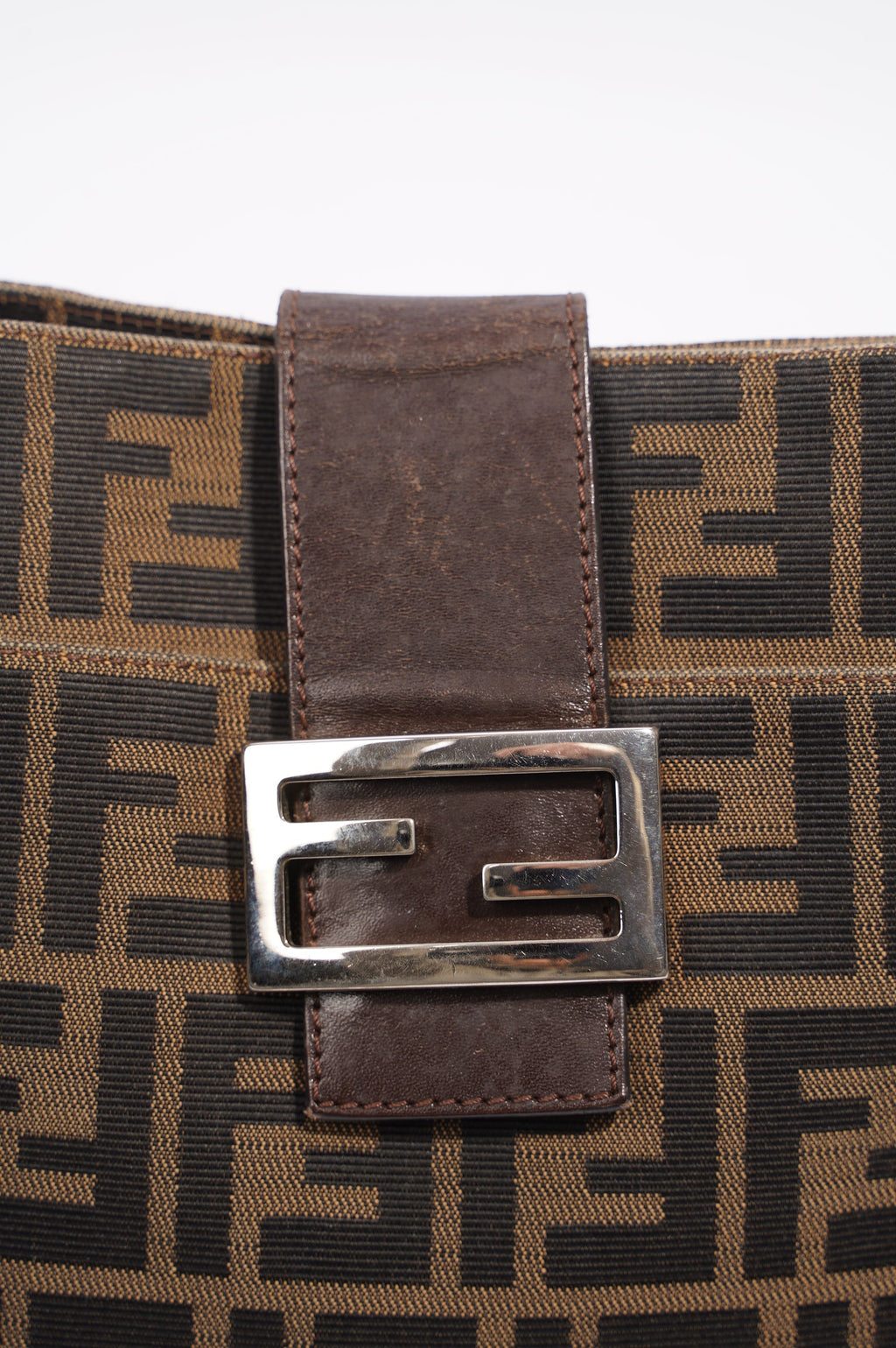 Fendi Double Flap Bag Brown Zucca Canvas