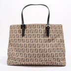 Fendi 2 Way Tote Zucca Print / Beige / Grey Canvas Small