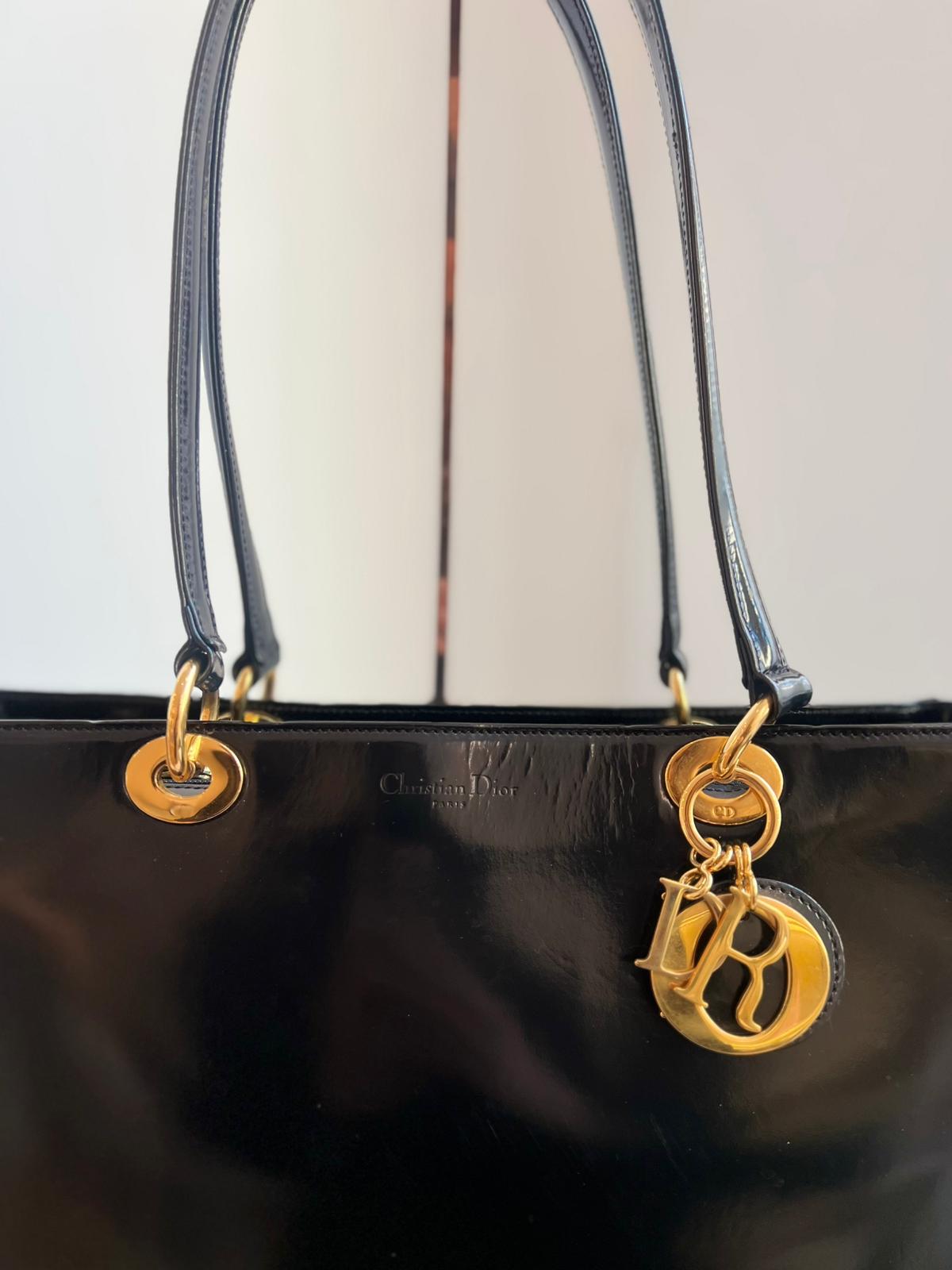 Christian Dior Black Vintage Large Lady Dior Tote Bag 2007