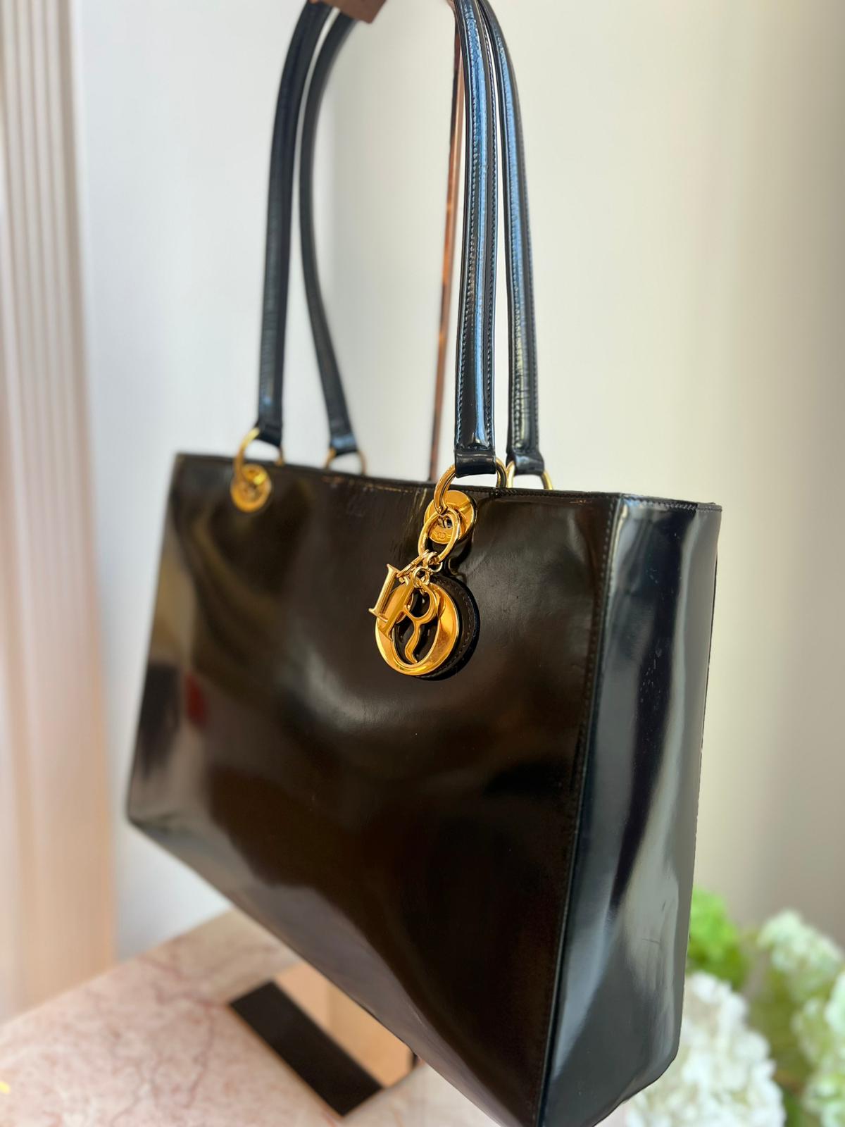 Christian Dior Black Vintage Large Lady Dior Tote Bag 2007