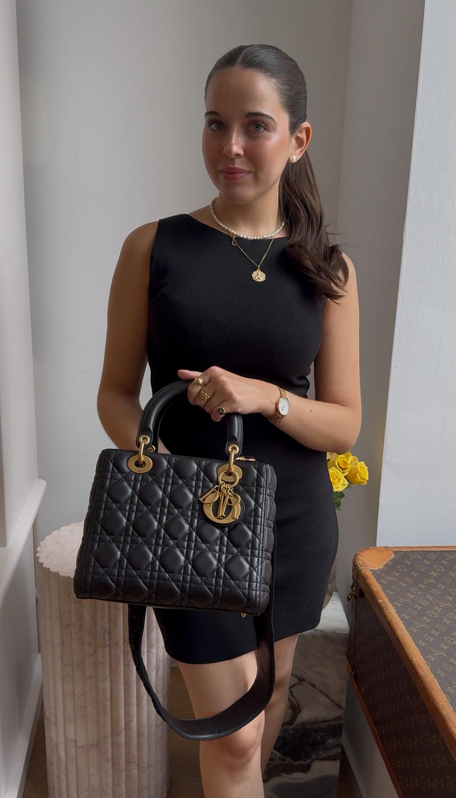Christian Dior Black Medium Lambskin Leather with Gold Hardware from 2017