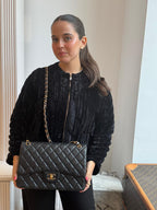 Chanel Black Classic Jumbo Double Flap Bag Lambskin 2011