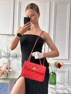Chanel Red Small Trendy CC Bag In Lambskin Leather With Champagne Gold Hardware