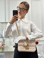 Christian Dior Pink Small Flap Shoulder Bag Lambskin 2017