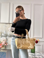 Chanel Raffia Camellia Small Tote Bag Beige
