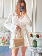 Chanel Vintage Classic Mini Square Bag Beige 24k Gold