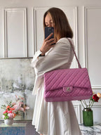 Chanel Timeless Classic Flap Bag Maxi Lilac Purple with Silver Hardware