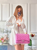 Chanel Timeless Classic Flap Bag Maxi Lilac Purple with Silver Hardware