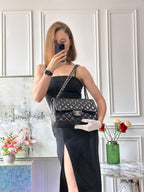 Chanel Classic Flap Bag Lambskin Black Bag Jumbo in Silver Hardware