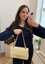 Chanel Beige Vintage Medium Classic Flap Lambskin 1996-1997