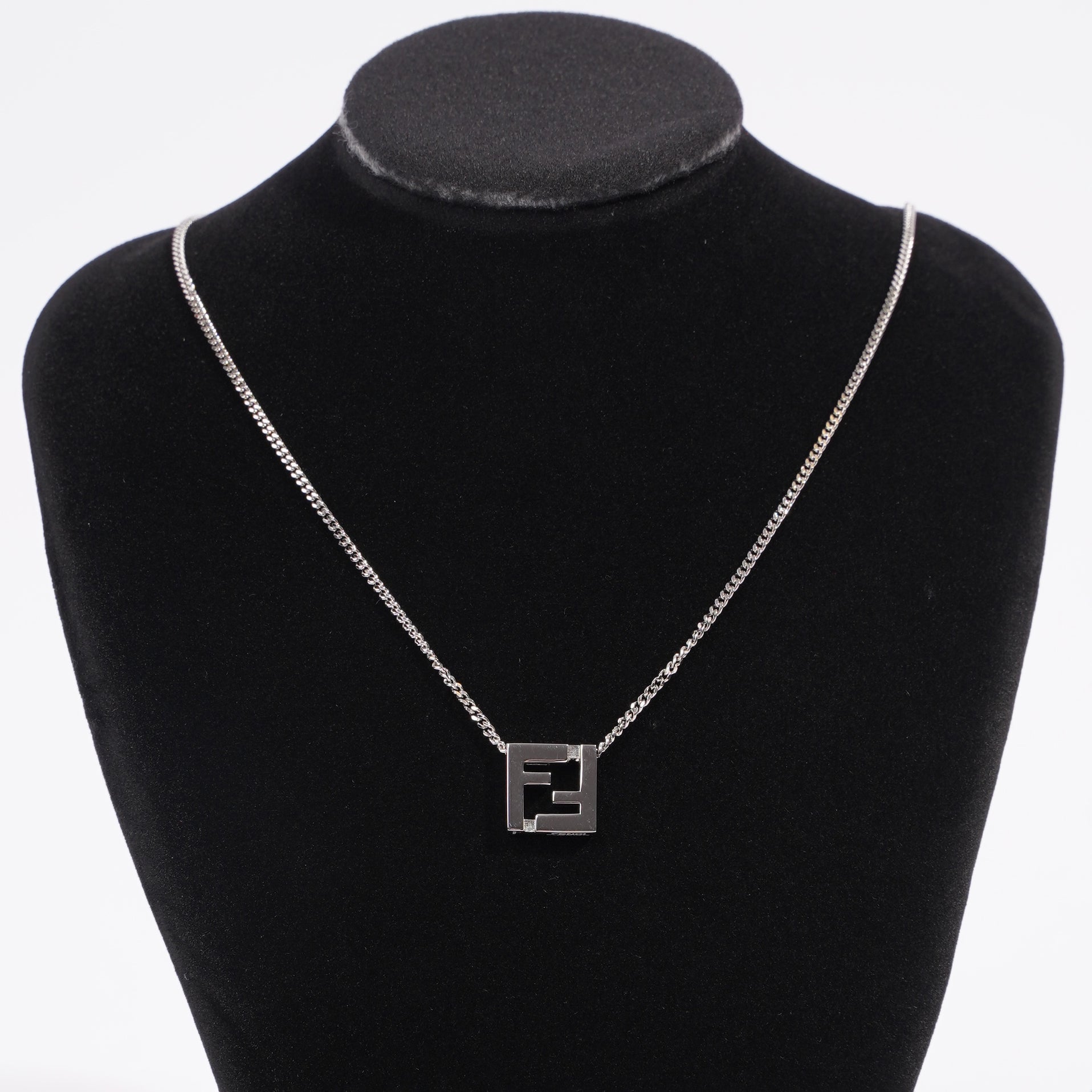 Fendi FF Pendant Necklace Silver Silver Sterling