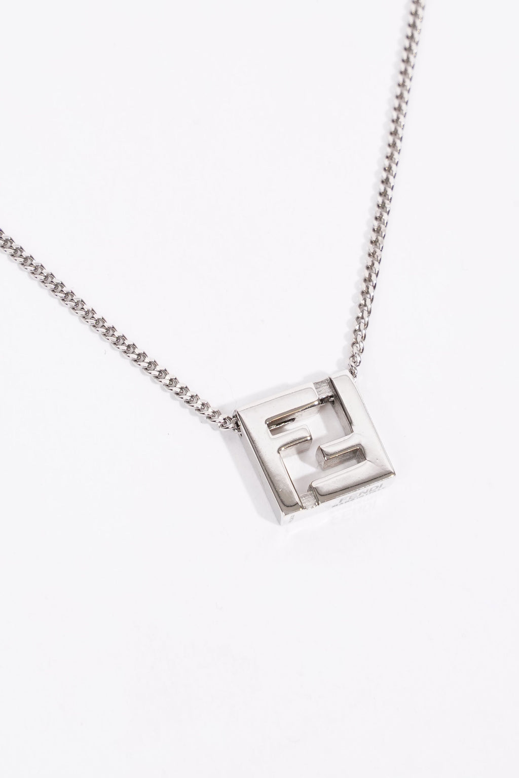 Fendi FF Pendant Necklace Silver Silver Sterling