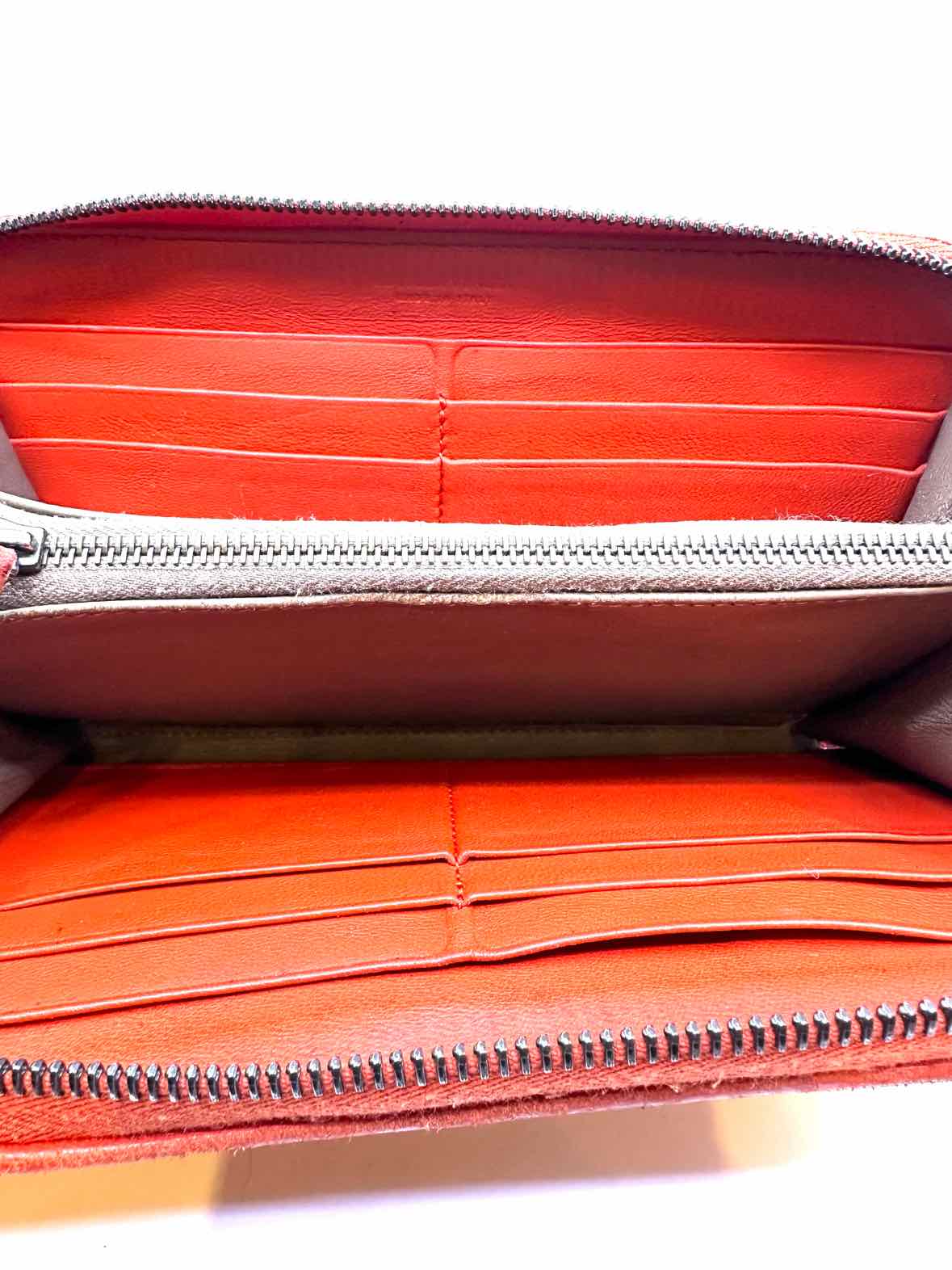 BOTTEGA VENETA Continental Orange Leather Woven Wallet