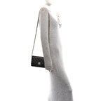 Caviar Quilted Crystal Heart CC Wallet On Chain WOC Black