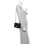 Lambskin Quilted Mini Pearl Crush Flap Black