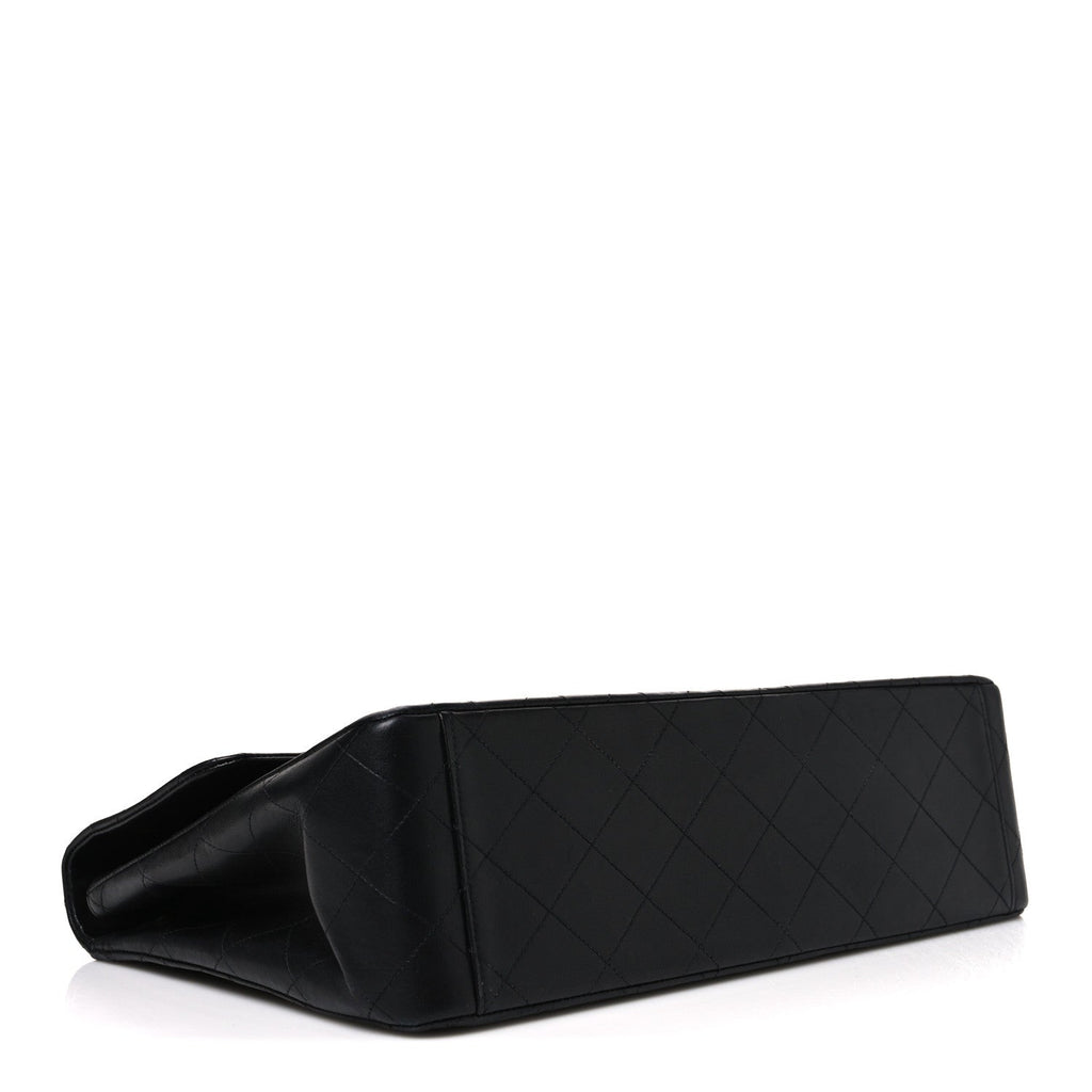 Lambskin Quilted XL Jumbo Single Flap Black