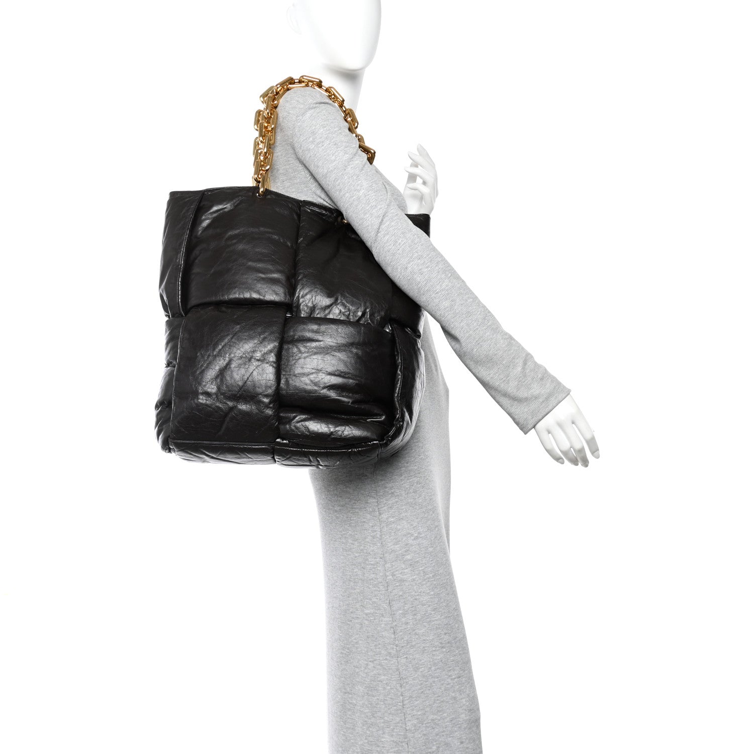 Calfskin Maxi Intrecciato Puffy Chain Tote Bag Fondente