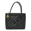 Caviar Quilted Medallion Tote Black