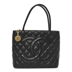 Caviar Quilted Medallion Tote Black